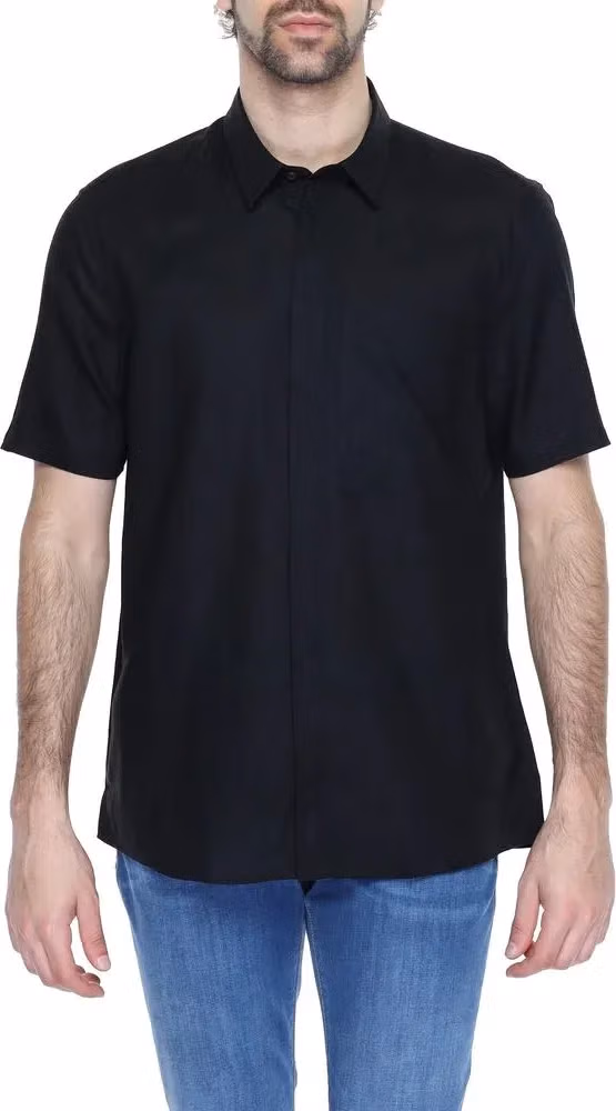 Antony Morato Black Linen Shortsleeve Shirt