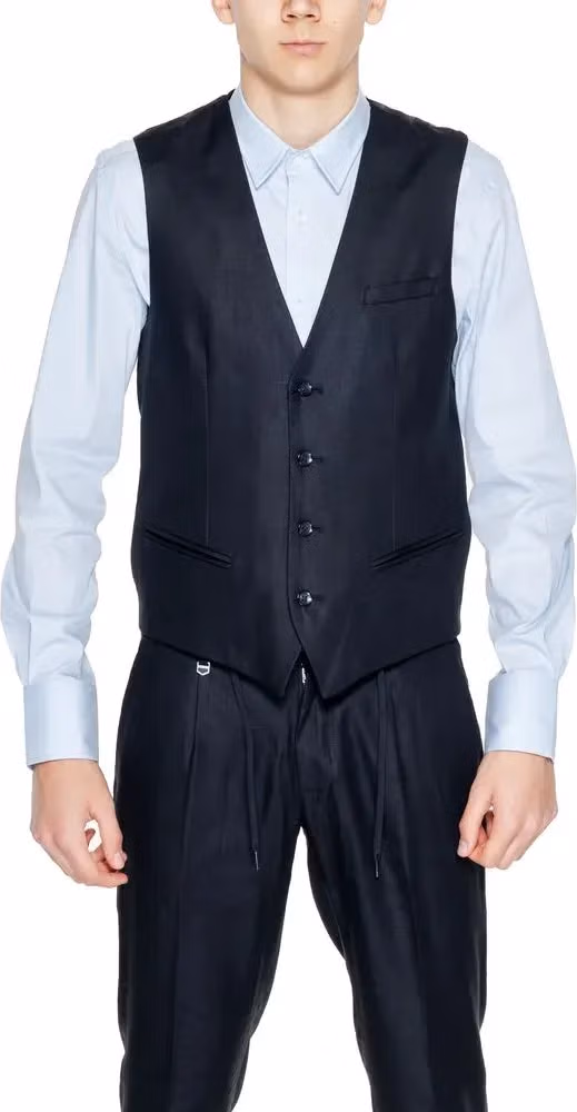 Antony Morato Black Linen Waistcoat