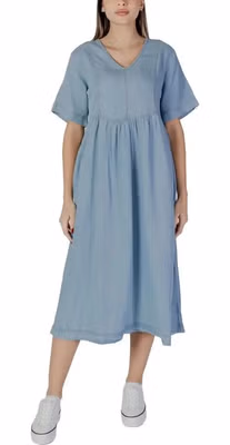 Light Blue Cotton Long Dress