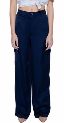 Blue Viscose Casual Pants
