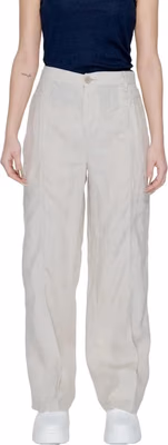 Beige Linen Flared Pants