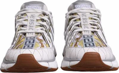 White Trigreca Barocco Print Low Top Sneakers Shoes