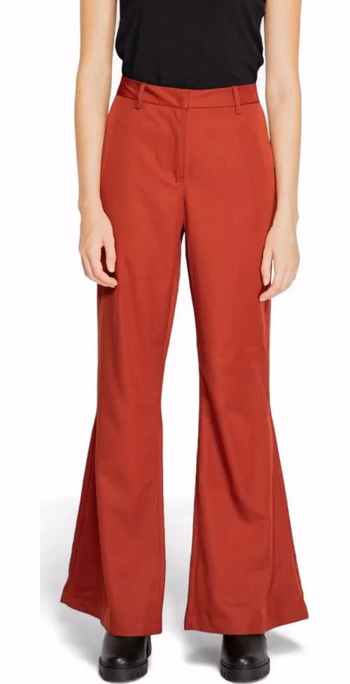 Vero Moda Red Polyester Flared Pants