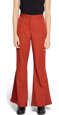 Red Polyester Flared Pants