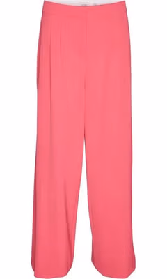 Pink Polyester Casual Pants