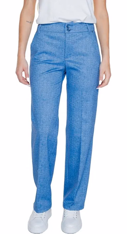 Street One Blue Polyester Casual Pants