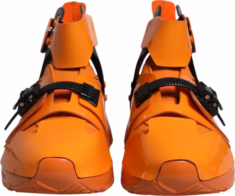 Dolce & Gabbana Orange Multi Panel Chunky High Top Sneakers Shoes