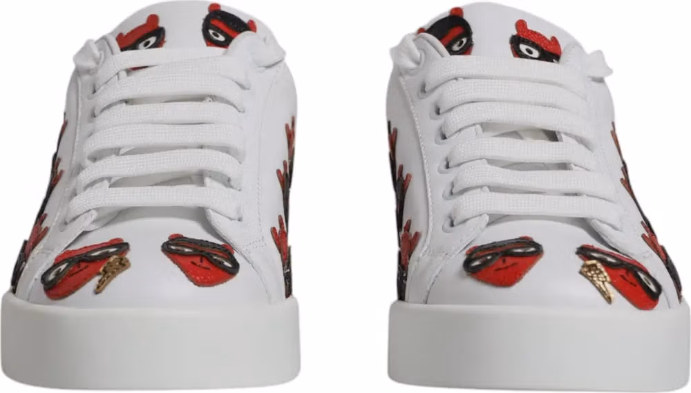 Dolce & Gabbana White Devil Face Portofino Sneakers Shoes