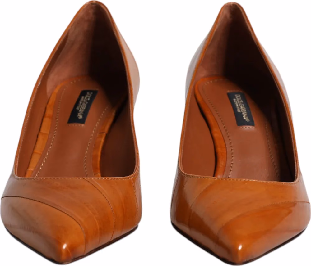 Dolce & Gabbana Brown Leather Kitten Heels Pumps Shoes