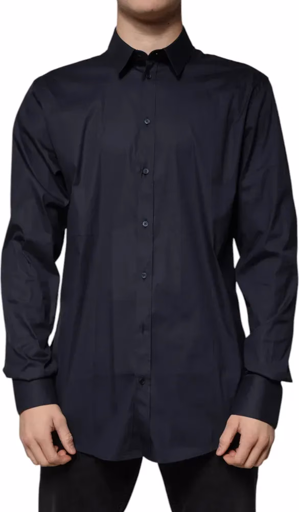 Dolce & Gabbana Black Cotton Blend Formal GOLD Dress Shirt