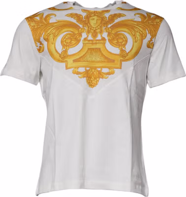 White Medusa Print Cotton Crew Neck T-shirt