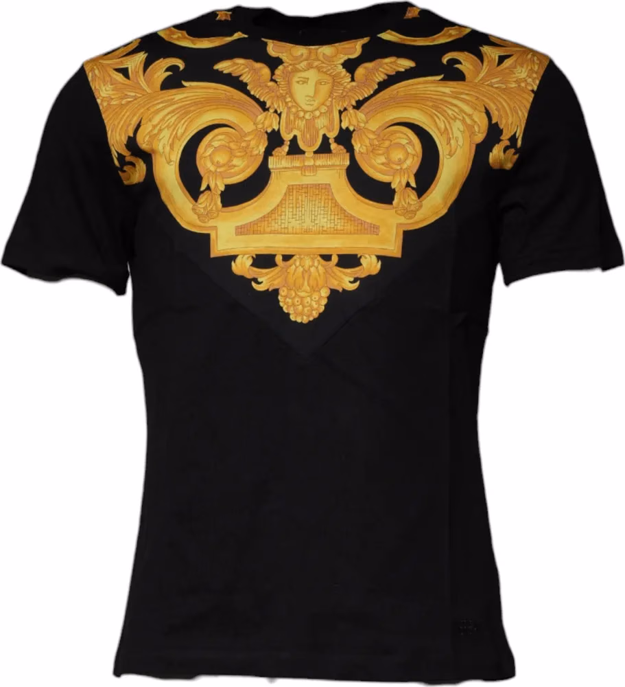 Versace Black Medusa Print Cotton Crew Neck T-shirt