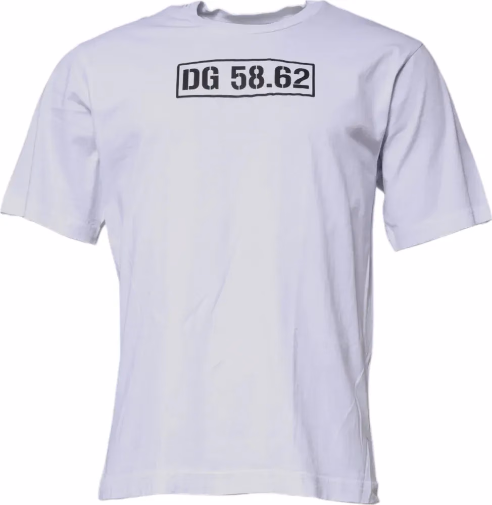 Dolce & Gabbana White DG Logo Cotton Crew Neck T-shirt