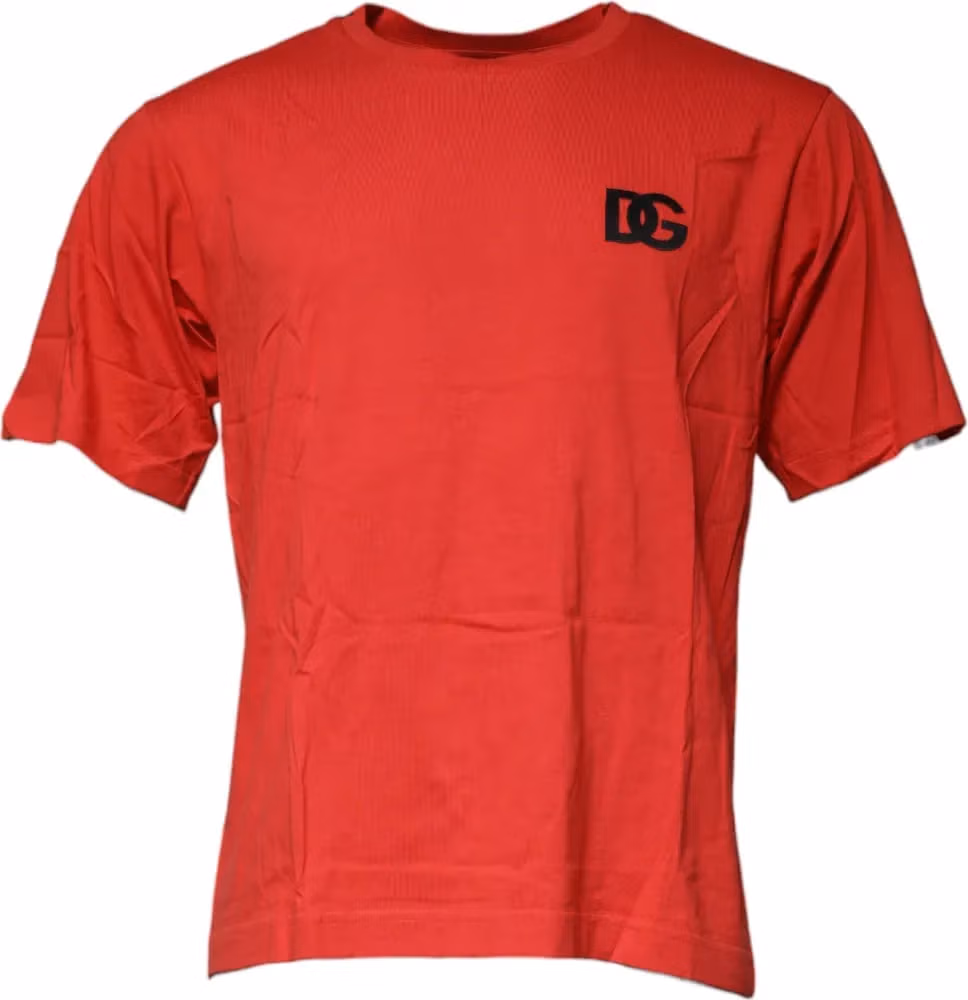 Dolce & Gabbana Red DG Logo Cotton Crew Neck T-shirt