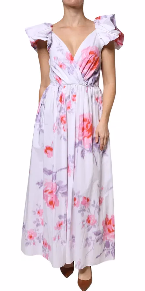 Philosophy White Floral Cotton Maxi Dress