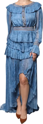 Blue Layered Long Sleeve Dress