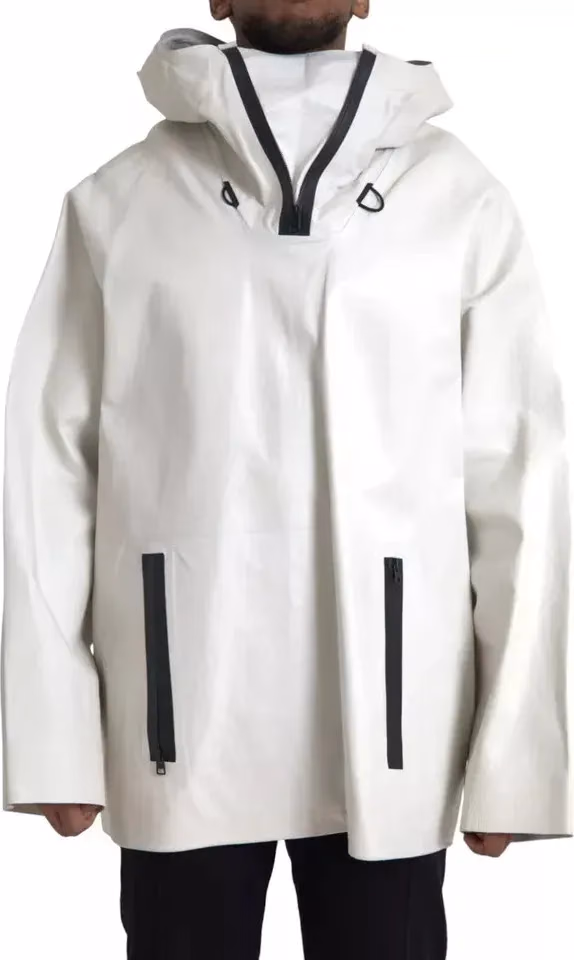 Bottega Veneta White Leather Men Waterproof Jacket Blouson