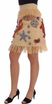 Crystal Beige Palm Fiber Skirt