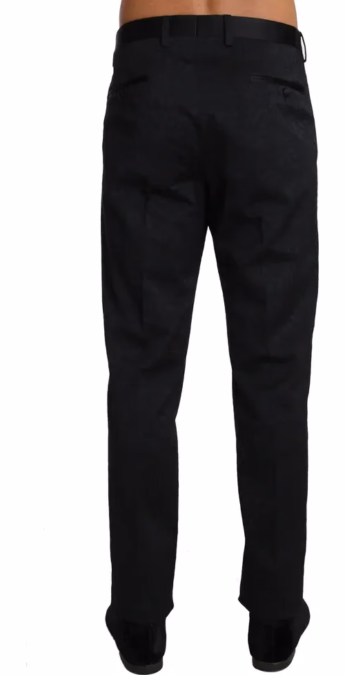 Dolce & Gabbana Black Cotton Brocade Formal Trousers Pants