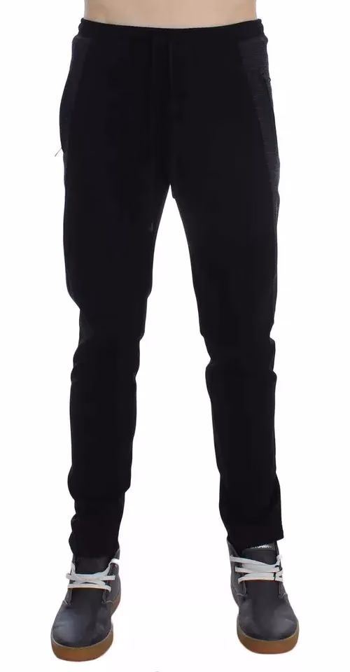 Dolce & Gabbana Black Gray Wool Casual Trousers Stripe Pants