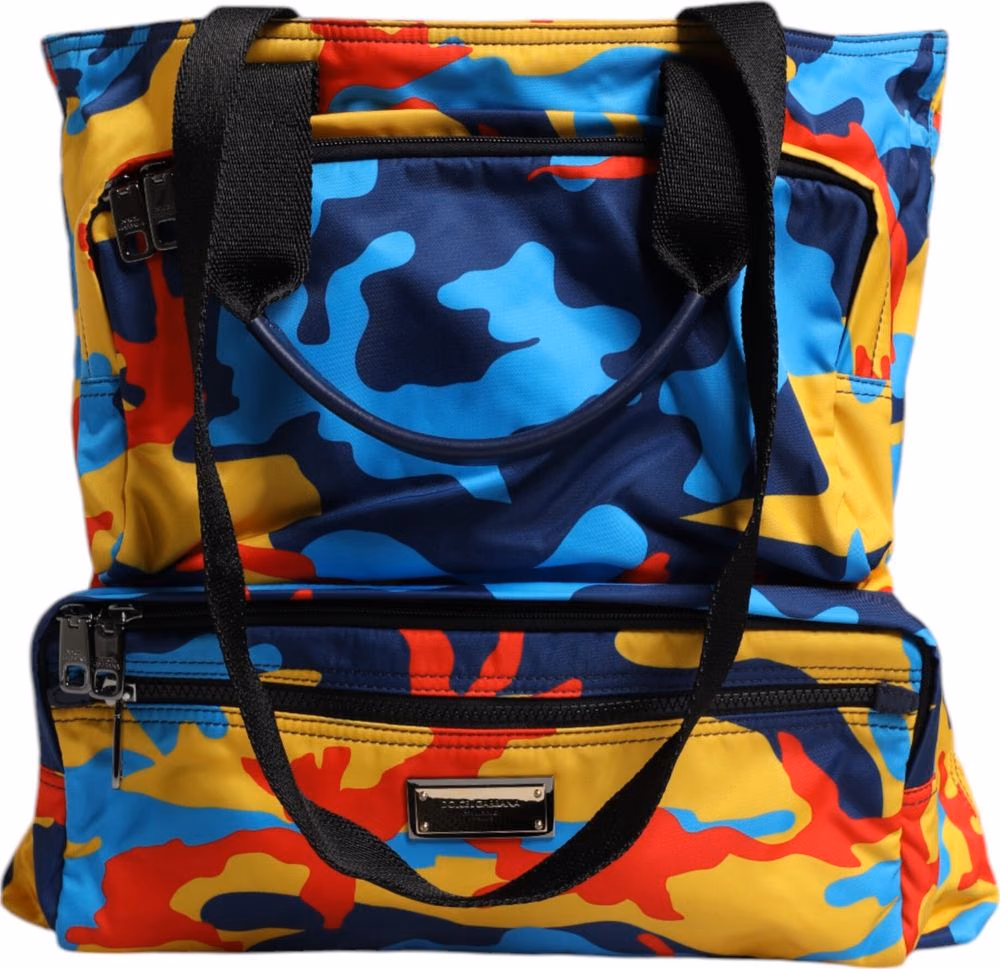 Dolce & Gabbana Multicolor Camouflage Nylon Shopping Tote Bag