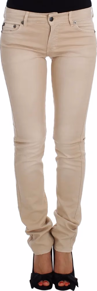 Cavalli Beige Wash Slim Fit Cotton Stretch Jeans