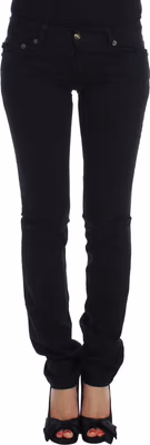Black Cotton Stretch Slim Skinny Fit Jeans