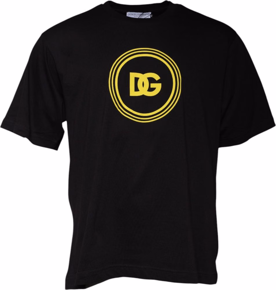 Dolce & Gabbana Black Logo Print Cotton Crew Neck T-shirt