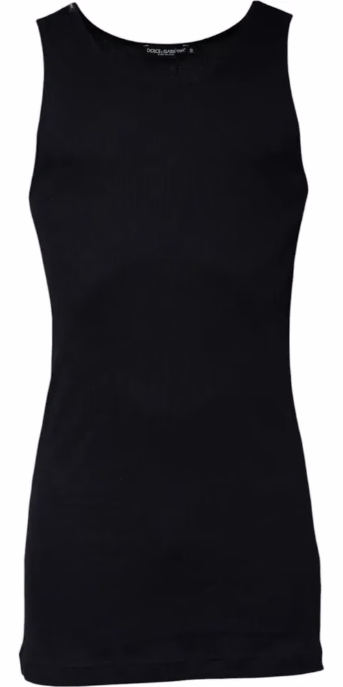Dolce & Gabbana Black Cotton Sleeveless Round Neck Tank T-shirt