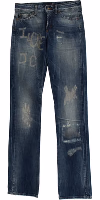 Blue Wash Torn Cotton Straight Fit Jeans