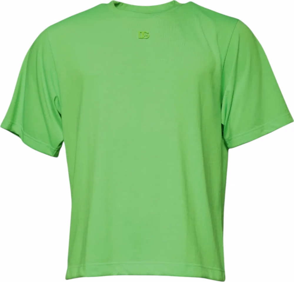 Dolce & Gabbana Green Logo Polyester Crew Neck T-shirt
