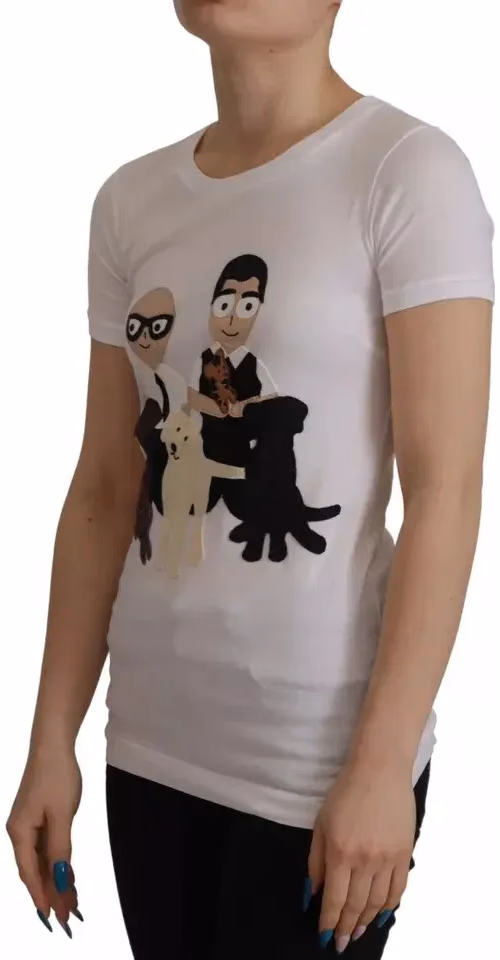 Dolce & Gabbana White #DGFamily Patch Top Cotton T-shirt