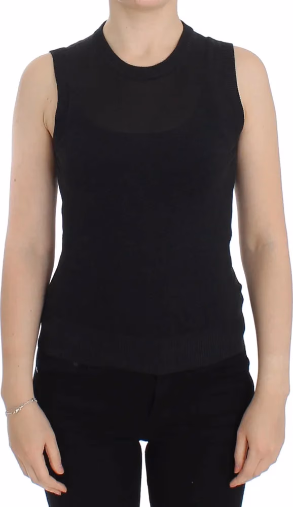Dolce & Gabbana Black Sleeveless Crewneck Vest Pullover