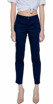 Blue Cotton Casual Pants
