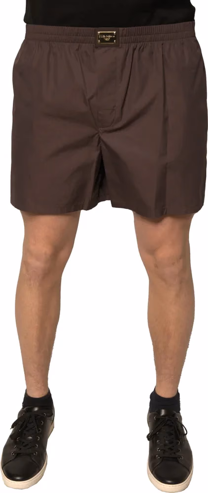 Dolce & Gabbana Brown Cotton Blend Men Mid Waist Shorts