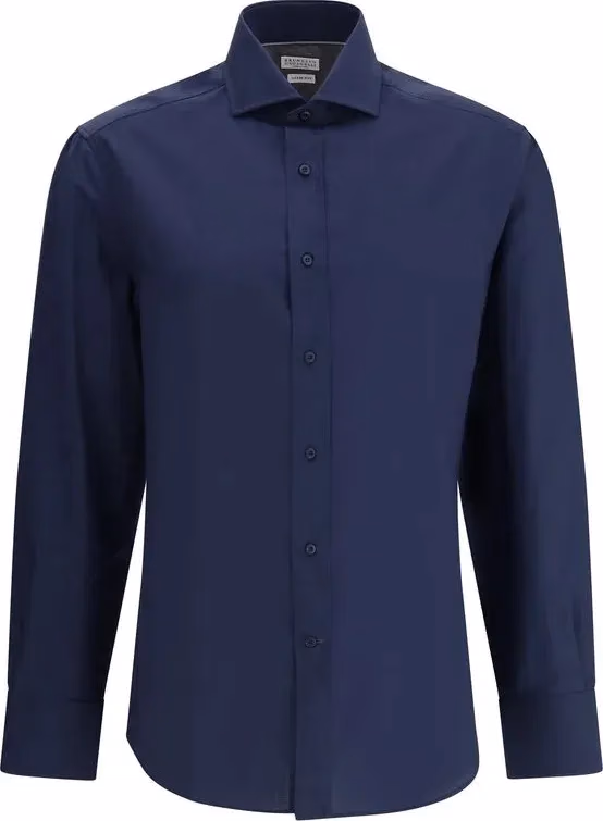 Brunello Cucinelli Blue Cotton Shirt