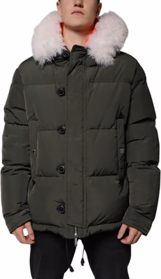 Green Hooded Long Sleeves Fur Shearling Jacket