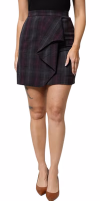 Multicolor Checkered Ruffle High Waist Mini Skirt