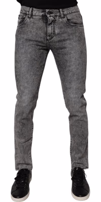 Dark Gray Washed Cotton Slim Fit Denim Jeans