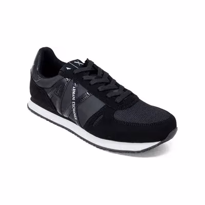 Black Polyester Athletic Sneakers
