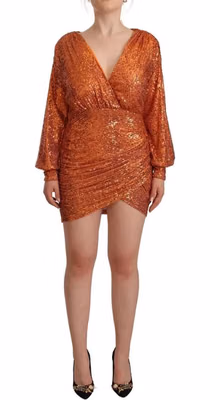 Orange Polyester Cocktail Dress