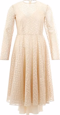 Beige Cotton Cocktail Dress
