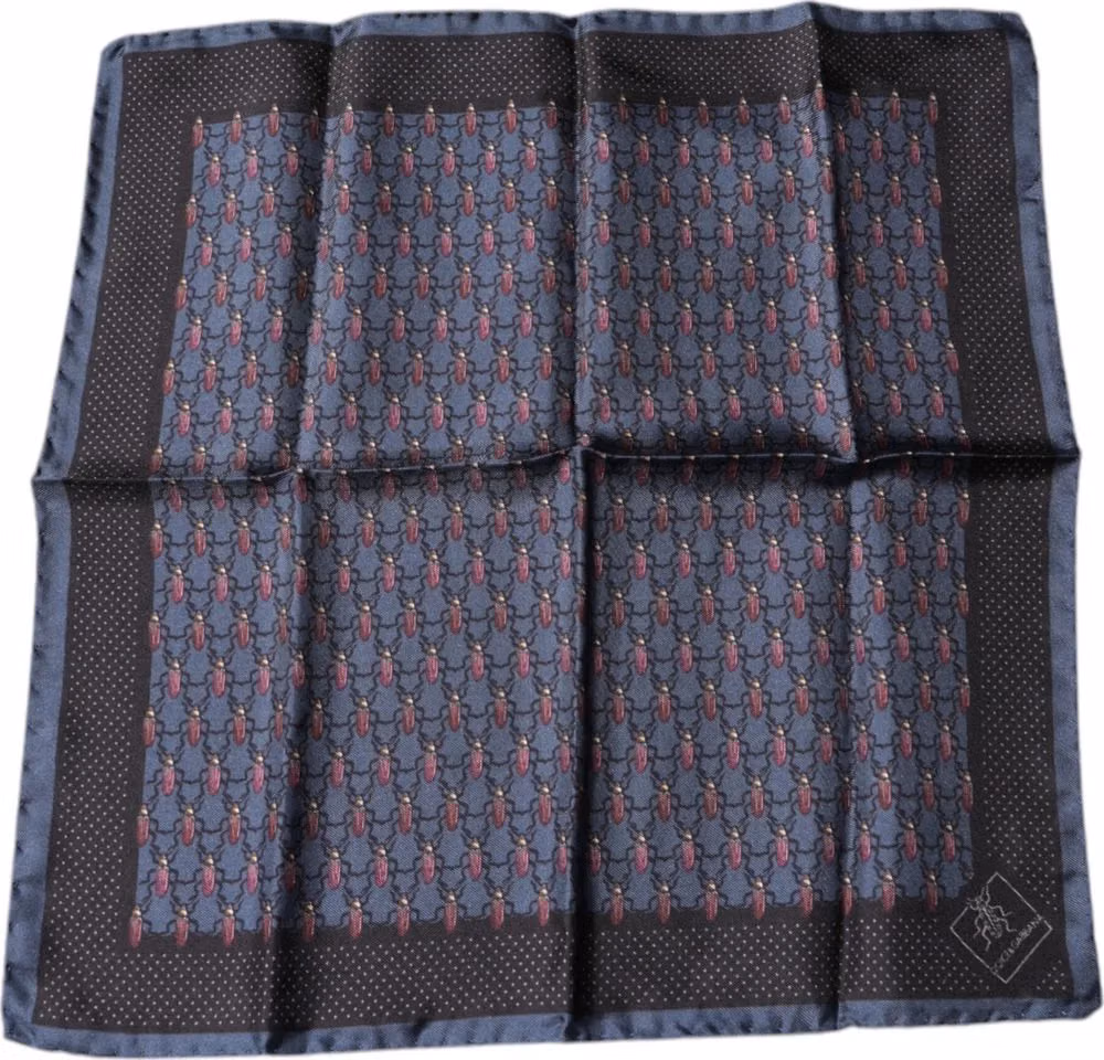 Dolce & Gabbana Dark Blue Beetle Square Handkerchief Scarf