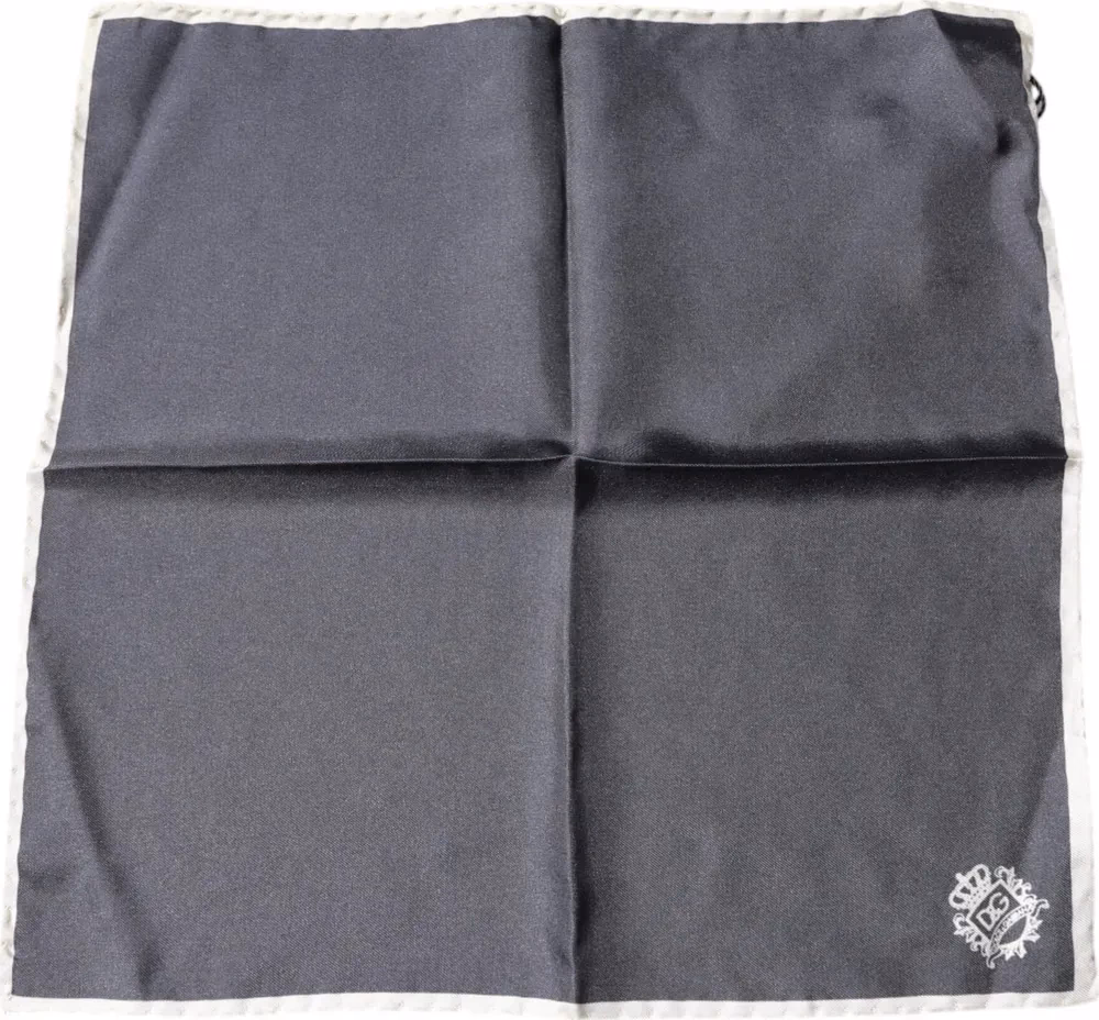 Dolce & Gabbana Gray Crown Logo Square Handkerchief Scarf
