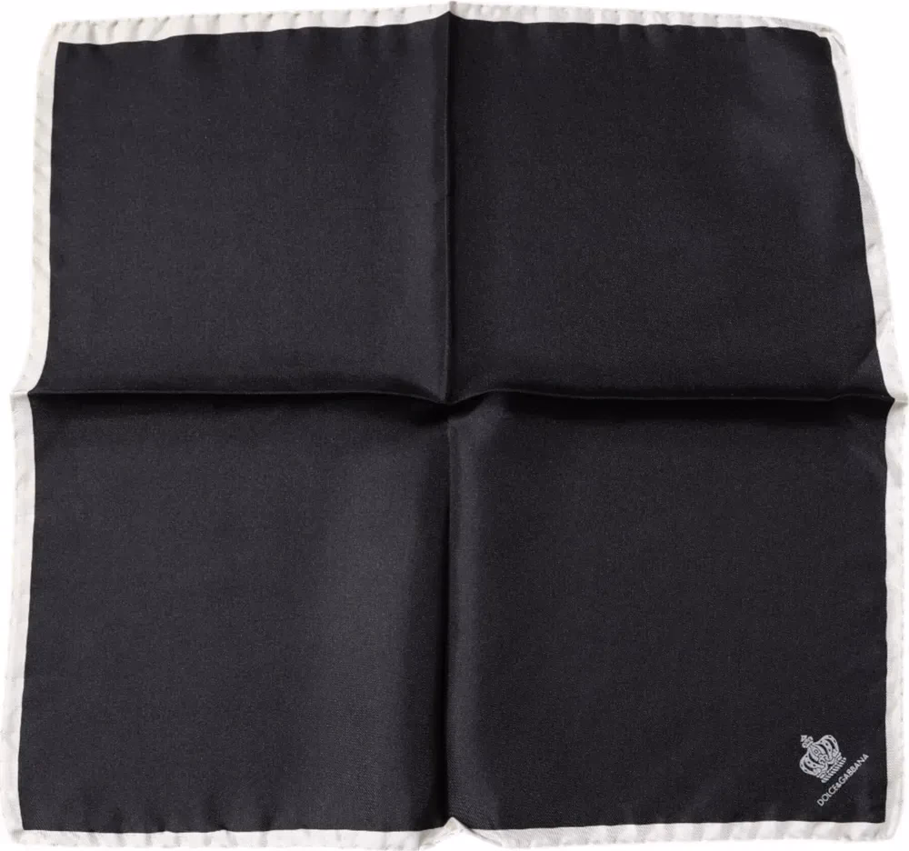 Dolce & Gabbana Black Crown Logo Square Handkerchief Scarf