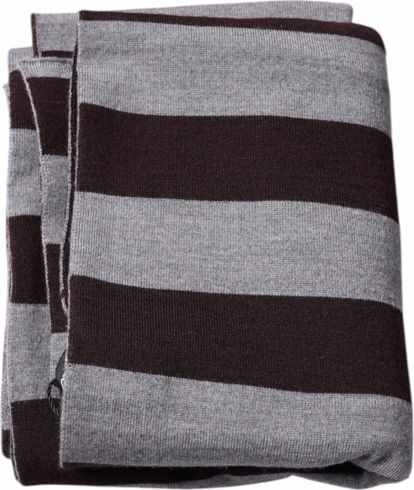 Dolce & Gabbana Black Gray Stripes Wool Neck Wrap Scarf