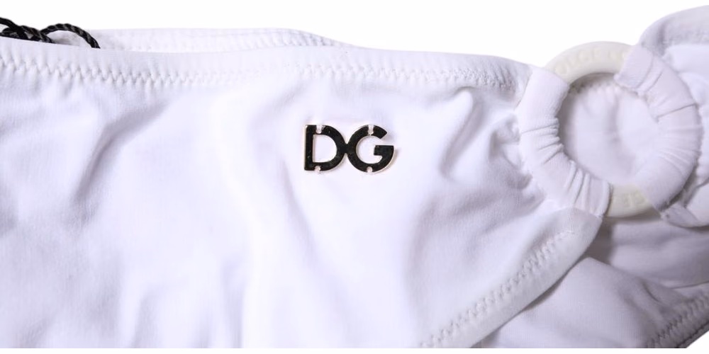 Dolce & Gabbana White Nylon Beachwear Bikini Bottom Swimwear