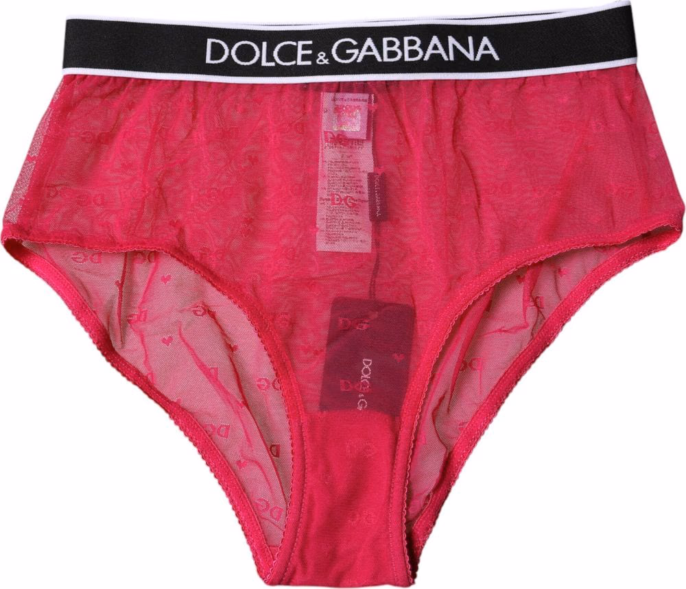 Dolce & Gabbana Fuchsia Tulle Nylon Mid Waist Panty Underwear