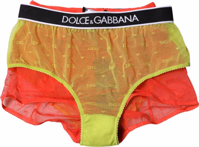 Red Yellow Tulle Mid Waist Panty Underwear