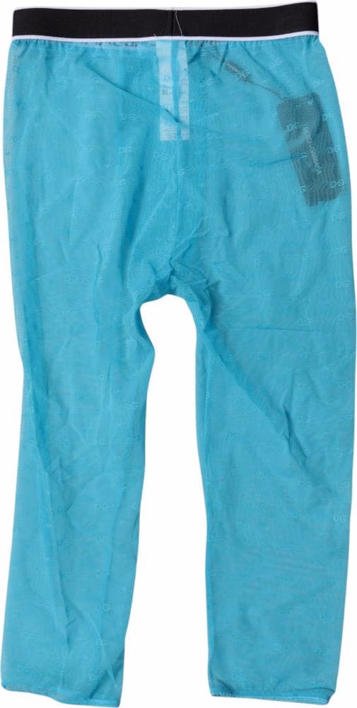Dolce & Gabbana Light Blue DG Logo Nylon Cropped Tights Underwear